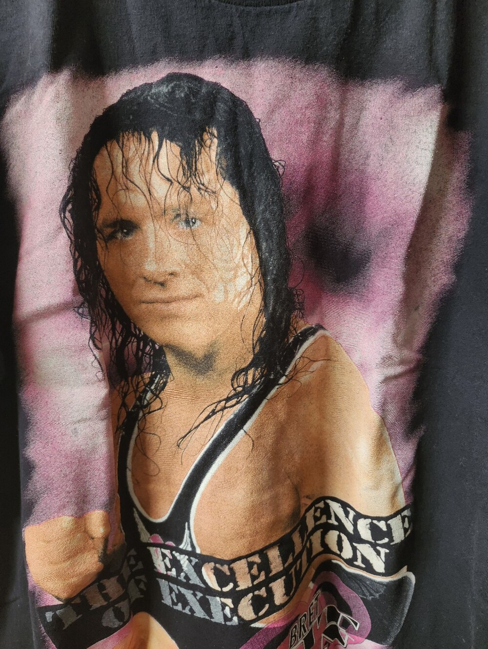 1995 WWF Bret 'The Hitman' Hart Graphic Tee - Black & Pink L - Picture 3 of 7